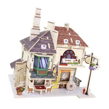 1:24 DIY 3D Кукольный Домик Деревянный Дом Модель Комнаты Наборы мебели Подарки для детей Игрушки -Чайный Домик