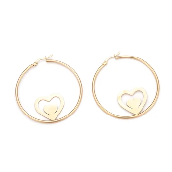 10 Пар Оптом Серьги-кольца из нержавеющей стали с дизайном в виде сердца и звезды, простые серьги в виде круга для женщин, вечерние свадебные украшения