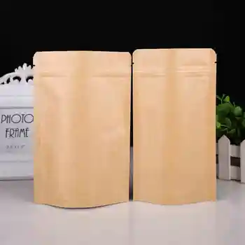 100шт Крафт-бумага Ziplock Bag Высокобарьерный Крафт-бумажный Кофейный пакет на молнии из Алюминиевой Фольги, Упаковочные пакеты из Майлара