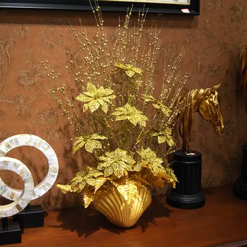 10шт Маленькая золотая фасоль 1 м Пластиковые растения, искусственное цветочное украшение, Ваза для вечеринки, Цветочная композиция, Рождественское украшение
