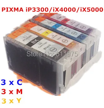 12 чернил PGI-5 CLI-8, 4 вида цветов, совместимый чернильный картридж для принтера canon PIXMA iP3300 iX4000/iX5000, полный чернил
