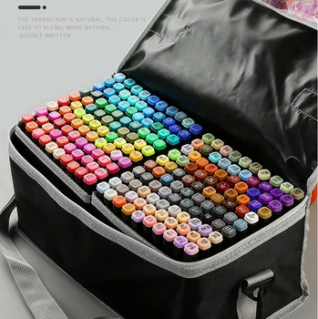 120 Цветов Набор художественных маркеров премиум-класса с двумя наконечниками, Мультяшный эскиз для художника-дизайнера, двойной маркер, широкие ручки с тонкой точкой