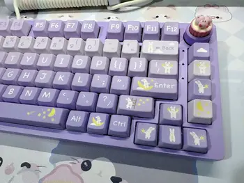 136 клавиш, колпачок для ключей с профилем Purple Rabbit Cherry MDA MOA, Термосублимационные механические колпачки для клавиатуры MAC, аксессуары для клавиатуры