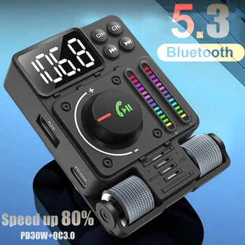 2023 Bluetooth 5,3 Автомобильный Беспроводной FM-передатчик Радиоадаптер PD30W QC3.0 Быстрая Зарядка Автомобильный MP3 U Диск Музыкальный Плеер Аксессуары