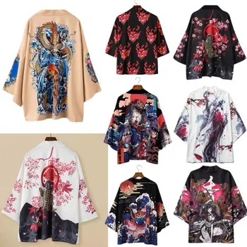 2023 летний новый китайский ветровой халат, индивидуальное креативное кимоно, женский халат-кардиган с укороченным рукавом