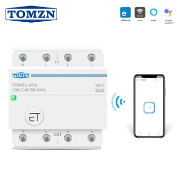 3-фазный 80A Din-рейка WIFI Автоматический Выключатель Smart Switch Дистанционное Управление с помощью приложения Ewelink для Умного Дома TOMZN mcb timer