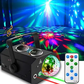 64 Узора Подсветка для Вечеринки Bluetooth DJ Подсветка для дискотеки RGB Сценическое освещение Проектор Активация музыки Стробоскоп с дистанционным управлением