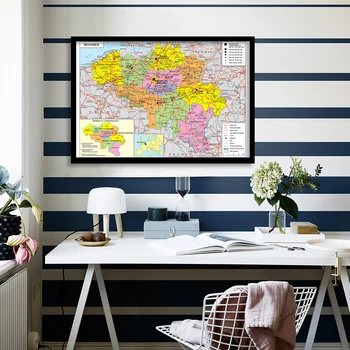 90 * 60 см Транспортная карта Бельгии с деталями на французском Языке, Настенный художественный плакат, картина на холсте, Украшение дома, школьные принадлежности