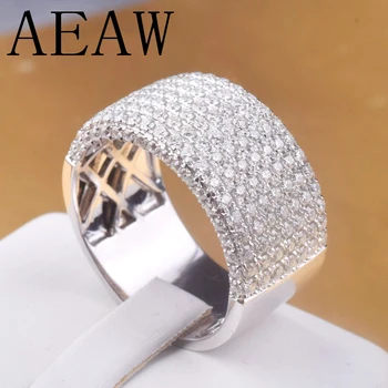 AEAW Роскошное Центральное кольцо шириной 10 мм DF Цвета VVS с муассанитом, Обручальное кольцо из белого золота 14 К 585 пробы