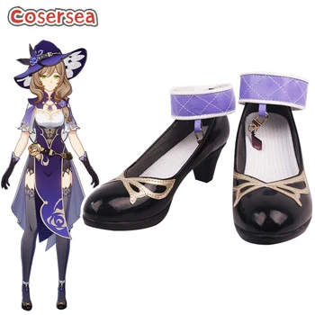 Cosersea/ обувь для косплея Genshin Impact Lisa, женская или мужская обувь на высоком каблуке, женская черная обувь из искусственной кожи на Хэллоуин