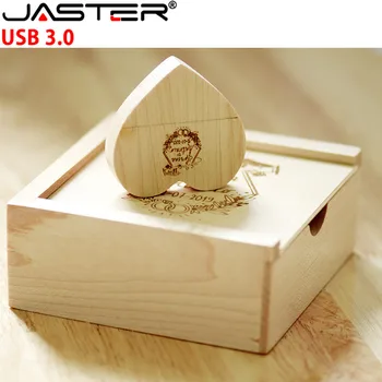 JASTER USB 3.0 деревянная флешка в форме сердца usb + коробка 4 ГБ 8 ГБ 16 ГБ 32 ГБ 64 ГБ 128 ГБ USB флэш-накопитель Внешний накопитель memory stick