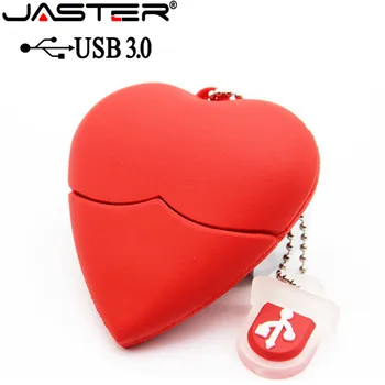 JASTER USB 3,0 красный USB флэш-накопитель в форме сердца, флеш-накопитель 4 ГБ/8 ГБ/16 ГБ/32 ГБ/64 ГБ, красивый флеш-накопитель, прекрасный подарок для девочки