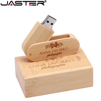 JASTER (бесплатный логотип на заказ) Деревянный USB + коробка USB Флэш-накопитель pendrive флешка 64GB 32GB Memory stick для фотосъемки свадебного подарка