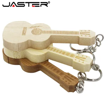 JASTER, лидер продаж, креативная 3-цветная деревянная гитара с цепочкой, USB 2,0, 4 ГБ/8 ГБ/16 ГБ/32 ГБ/64 ГБ, USB флэш-накопитель, 10 шт., бесплатный логотип