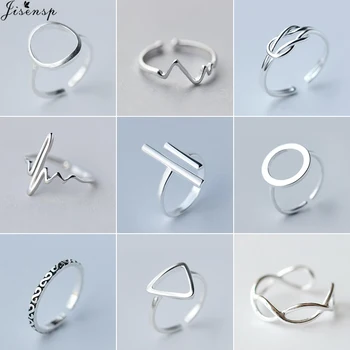 Jisensp Минималистичные ювелирные кольца Серебристого Цвета с Геометрическим Круглым Стержнем, треугольное кольцо с сердцебиением для женщин, подарок для Девочек, Anillos Mujer