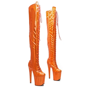 Leecabe 20 см/8 дюймов, обувь для танцев на шесте с искусственным верхом, сапоги на платформе и высоком каблуке