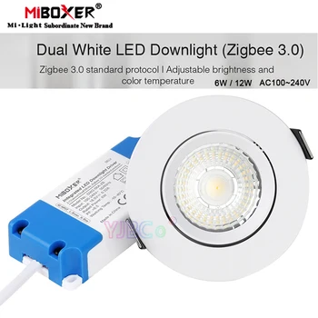 Miboxer Zigbee 3,0 Двойной белый светодиодный светильник 6 Вт/12 Вт Круглый Потолочный светильник 110 В 220 В Панельная лампа Zigbee 3,0 Дистанционное/приложение/Голосовое управление