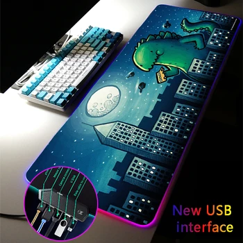 MRGLZY Милый Мультяшный RGB коврик для мыши с несколькими интерфейсами, четыре USB-док-станции, USB-концентратор, коврик для мыши, Аксессуары для игровой периферии, коврик для стола