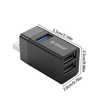 Orico USB-адаптер-концентратор Без драйвера 3-в-1 с горячей заменой USB-конвертер-разветвитель для зарядки и передачи данных Черный