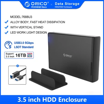 ORICO Алюминиевый Корпус для жесткого диска HDD USB3.0/Type-C к SATA3.0 3,5-дюймовый корпус для жесткого диска Док-станция Поддержка 12V2A Power UASP 18 ТБ
