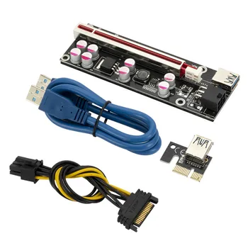 PCI-E Pcie Riser 009S PLUS Профессиональный Экспресс 1X 4x 8x 16x Удлинитель PCI E USB Riser 009 GPU 6Pin Карта SATA 15PIN Для майнера BTC