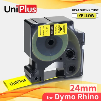 UniPlus 1805444 Термоусадочная Трубка Этикеточные Ленты 24 мм Заменяют Dymo Label Maker Rhino 6000 Черная на Желтой Ленте Промышленная Лента
