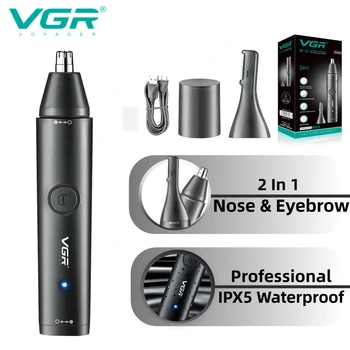 VGR Мужской Триммер для носа, Профессиональная машинка для стрижки волос IPX5, Водонепроницаемый Перезаряжаемый Электрический Триммер для носа и ушей для мужчин V-613