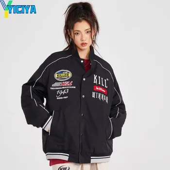 YICIYA, куртка-бомбер, женская унисекс, новая верхняя одежда, y2k, винтажные университетские бейсбольные куртки, гоночная американская куртка оверсайз, дизайн met