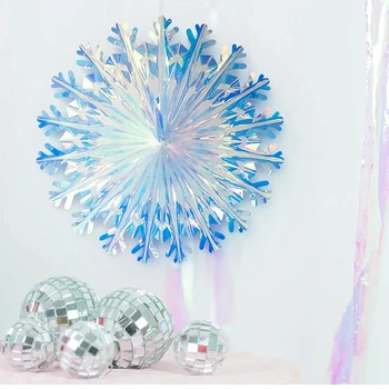 Zerolife блестящие цветные снежинки, складной веер, 3D украшение для вечеринки, украшение своими руками, Рождественская елка, подвесные украшения, Рождественская подвеска для праздничной вечеринки