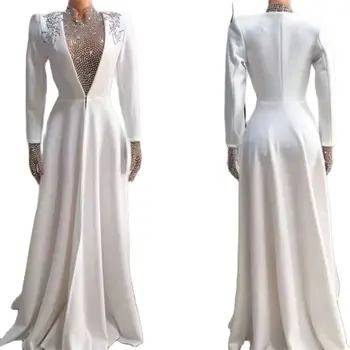 Блестящее белое женское платье со стразами, День рождения, свадебные костюмы трансвестита, вечернее свидание, Элегантные платья, дизайн, подходящий