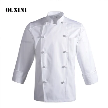 Высококачественная белая рубашка с длинным рукавом для общественного питания, двубортная куртка шеф-повара, рабочая одежда для ресторана, мужская профессиональная униформа повара