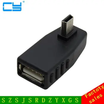 Высококачественный подключенный под углом 90 градусов USB-разъем к Mini USB-разъему OTG Адаптер для автомобильного AUX планшета