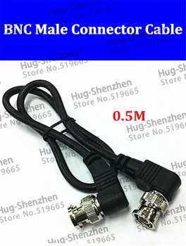 Двухугольный штекер BNC, переходный кабель BNC 90 градусов от мужчины к мужчине Для камеры видеонаблюдения, коаксиальный, 0,5 м, 5 шт.