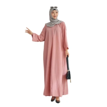 Женское мусульманское платье, Длинное Макси-платье, Абайя, Повседневная Свободная одежда с длинными рукавами, Дубай, Турция, Исламская одежда, Кафтан, Скромное платье