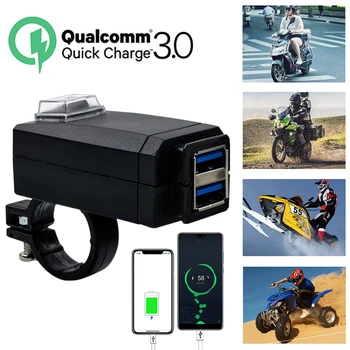 Зарядное устройство для мотоцикла с двумя USB-разъемами Универсальный QC 3.0 USB Водонепроницаемый Двойной USB-адаптер быстрой смены 12 В Питания Зарядные устройства для мотоциклов