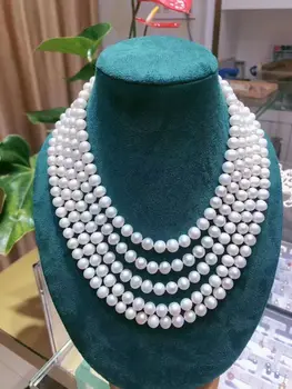 Классическое ожерелье из натурального Белого жемчуга Южно-Китайского моря 8-9 мм, 100 дюймов 925 s-