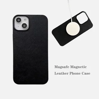 Мужской Классический чехол из зернистой сафьяновой кожи Mb с функцией Magsafe для Iphone14 13 12ProMax 14Plus, магнитный бизнес-кейс для 14Pro