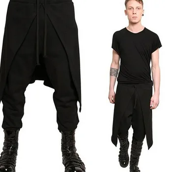 Мужской костюм с черными брюками в средневековом стиле в стиле стимпанк, Свободные брюки в западном стиле, сценический Косплей на Хэллоуин, модные брюки в готическом стиле