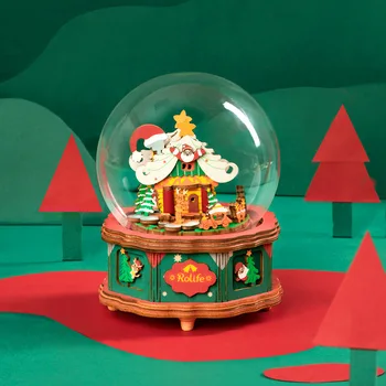Музыкальная шкатулка Ruotai Рождественский городок, деревянная, собранная вручную, музыкальные игрушки, креативный подарок к празднику