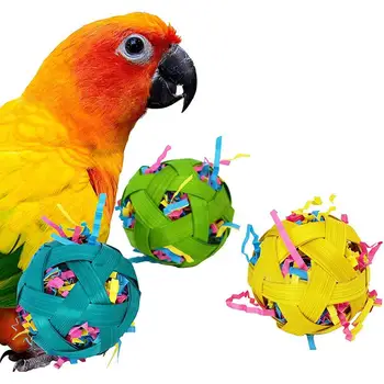[Новые поступления] 3 шт. Бумажные шарики для кормления птиц-попугаев, игрушка для жевания зубов из натурального бамбука, избавляющая от скуки и беспокойства