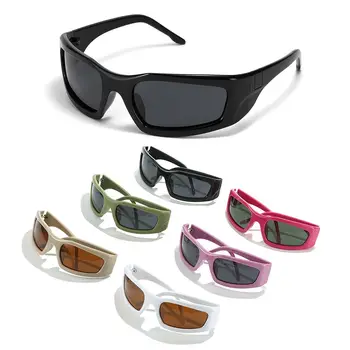 Новые спортивные солнцезащитные очки Y2K для женщин с квадратными выпученными глазами, мужские солнцезащитные очки в стиле панк UV400 ярких оттенков, летние модные очки