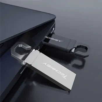 новый Techkey USB Флэш-накопитель 32 ГБ Металлический Стальной Флеш-накопитель 64 ГБ памяти memori cel usb stick Высокоскоростная Флешка Ключ u диск подарок