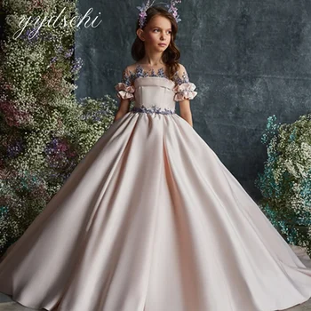 Платье для девочки 2023 Модное Бальное платье Красивое свадебное Платье Принцессы с цветочным узором Для девочек Пышные платья Принцессы с цветочным узором для девочек