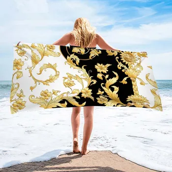 Пляжное полотенце элитного европейского дизайна из микрофибры, большое, очень большое впитывающее пляжное полотенце для мужчин и женщин, домашнее полотенце