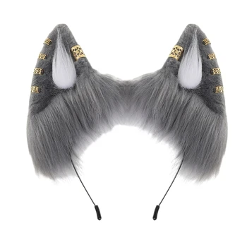 Повязка на голову для косплея горничной с собачьими ушками, украшения для ушей, Карнавальные украшения для волос