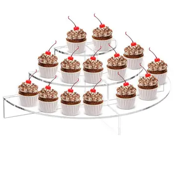 Подставка для Чашечного Торта Прозрачная Акриловая 3-х Уровневая Подставка Для Десерта Полумесяц Столешница Пекарня Башня Для Кексов На День Рождения