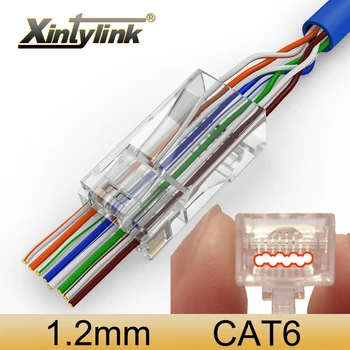 разъем xintylink rj45 кабель ethernet cat6 штекер cat5e rg45 сетевой utp RG RJ 45 cat 6 неэкранированный разъем cat5 модульный трапецеидальный