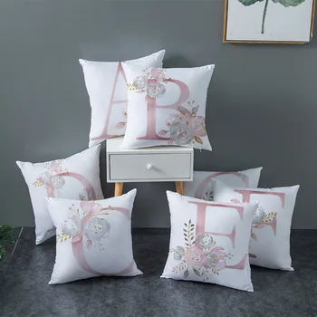 Розовый чехол для подушки с надписью, полиэфирная подушка, украшение для гостиной, чехол для подушки, наволочка 45x45 см