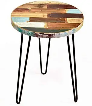 Стол из переработанного дерева, круглый столик на шпильке, Прикроватная тумбочка, переработанное дерево для лодки, высотой 20 дюймов