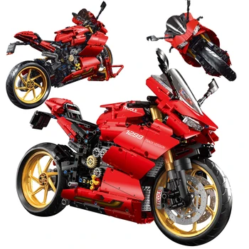 Супер известный городской Технический КРАСНЫЙ мотоцикл, строительные блоки, идеи MOC, Экспертный набор кирпичей для мотоциклов, детские игрушки, подарки